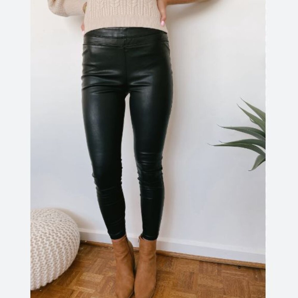 Blank NYC Faux Leather Leggings Womens 31 Black Pull On Pant Edgy Stretch X